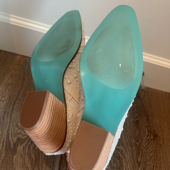 Betsey Johnson White Embellished Ankle Boots - Picture 4 of 5